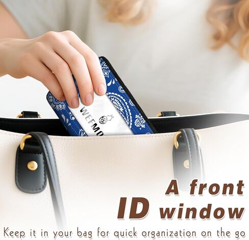RFID Small Wallet Keychain with Clear ID Window Zipper Cute ID Case Coin Purse for Women Water Resistant Coin Pouch-Moon and Star Keychain Wallet in Saudi Arabia