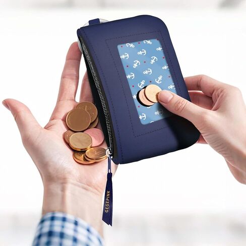 معرف CASE CEYKIAN WALLET مع الحبل RFID الحد الأدنى من كيس عملة معدنية صغيرة مقاومة للمياه مع نافذة هوية واضحة من سوستة زهرة زهرة أسود in Kuwait