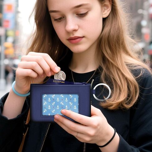معرف CASE CEYKIAN WALLET مع الحبل RFID الحد الأدنى من كيس عملة معدنية صغيرة مقاومة للمياه مع نافذة هوية واضحة من سوستة زهرة زهرة أسود in Kuwait