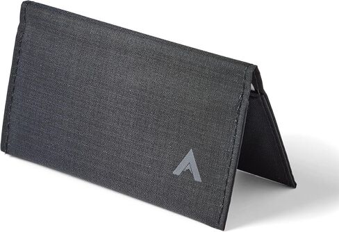 حامل بطاقة Allett ، Jet Black | نايلون ، bifold ، يحمل بطاقات عمل 2-12 ، رقيقة ، الحد الأدنى ، الجيب الأمامي | للرجال والنساء in Kuwait