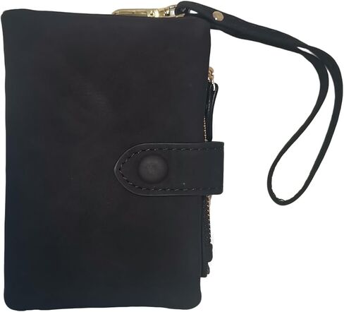Women's Multi-Card Wallet with Wrist Strap, Purse for Ladies with ID Window, Large Capacity Clutch Purse, Multiple Colors and Patterns (Blue dog) in Saudi Arabia