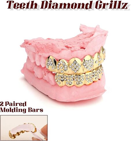 UBGICIG Grillz Grill Set, Dental Grills for Your Teeth, Grillz Teeth Men, Vampire Fake Halloween Teeth Caps Jewelry in Kuwait