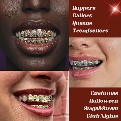 UBGICIG Grillz Grill Set, Dental Grills for Your Teeth, Grillz Teeth Men, Vampire Fake Halloween Teeth Caps Jewelry in Kuwait