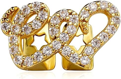 Gold Double Love Copper Micro-Inlaid Zircon Hip-Hop Braces Teeth Grills Tooth Decoration Personality Trend in Saudi Arabia