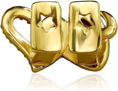 Gold Double Love Copper Micro-Inlaid Zircon Hip-Hop Braces Teeth Grills Tooth Decoration Personality Trend in Saudi Arabia
