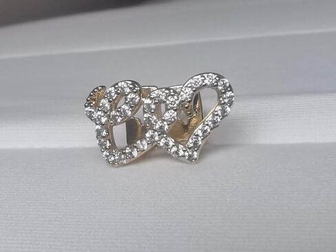Gold Double Love Copper Micro-Inlaid Zircon Hip-Hop Braces Teeth Grills Tooth Decoration Personality Trend in Saudi Arabia