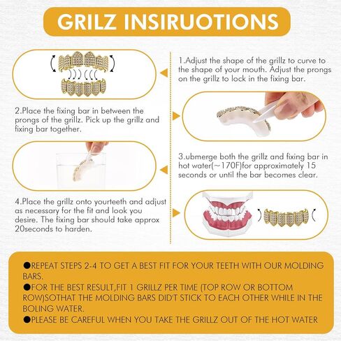 Soulchen 2 Set Vampire Teeth Silver Gold Diamond Grills for Your Teeth for Men Women 18k Gold Plated Hip Hop Rapper Costume Halloween Cosplay Extra Molding Bars in Saudi Arabia