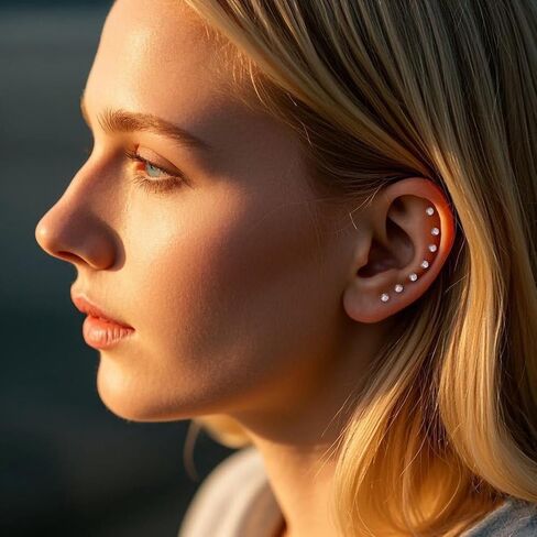 Clear Piercing Retainers for Surgery Sports - Clear Nose Studs, Rings, Earrings Plastic Lip Piercing Jewelry, Vertical Labret, Cartilage Retainers Medical/Sport Safe Bioflex Industrial Bar for Women Men in Kuwait
