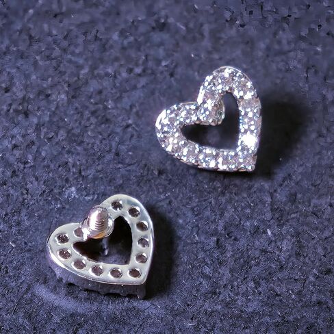 Dermal Top Heart-Shaped with Clear CZ and Titanium F136 Dermal Piercing Jewelry Base, 2 Pack in Saudi Arabia