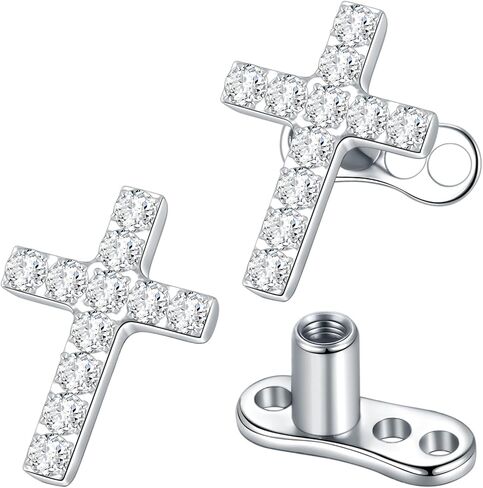 Xpircn Titanium 14G Micro Dermal Anchor Tops Crystal Top Dermal Piercings Surface Skin Piercing Body Jewelry in Saudi Arabia