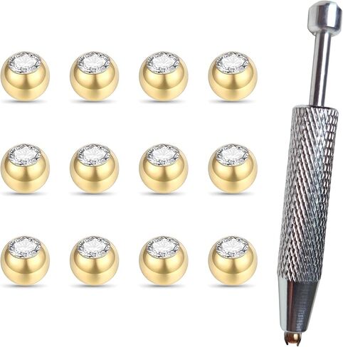 استبدال الذهب كرات ثقب 16G 3MM متوافقة مع الحاجز المربوطة خارجيا ، الأذن ، بيرات لابريت وأداة جرب الكرة الثقب ، 12 قطعة in Saudi Arabia