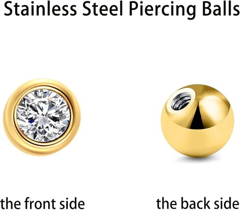 استبدال الذهب كرات ثقب 16G 3MM متوافقة مع الحاجز المربوطة خارجيا ، الأذن ، بيرات لابريت وأداة جرب الكرة الثقب ، 12 قطعة in Saudi Arabia