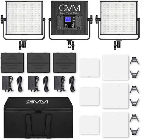 GVM 1500D RGB LED Video Light with Softbox, 75W Video Lighting Kit with Bluetooth Control, 3 Packs Led Panel Light for Photography, YouTube Studio, Broadcasting, 18 Kinds Lighting Scene in Saudi Arabia