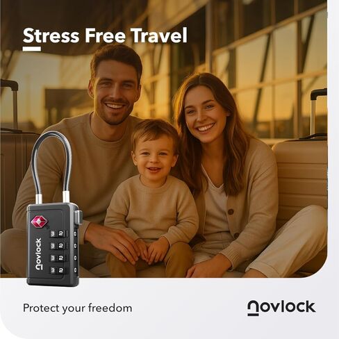 TSA Approved Luggage Locks | Inspection Indicator, 4-Digit Combination, Durable Zinc Alloy | for Suitcases, Backpacks, Travel Bags | Black, 2-Pack in Kuwait