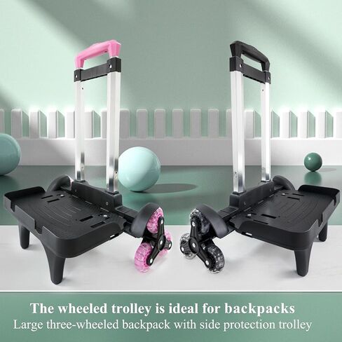 Backpack Trolley Wheeled Cart- Foldable Aluminium Alloy Hand Truck with 3 Wheels and Luggage Strap for Backpacks and Travel Luggage,Backpack Cart with Edge Guard Base,Rolling Backpack Dolly in Saudi Arabia