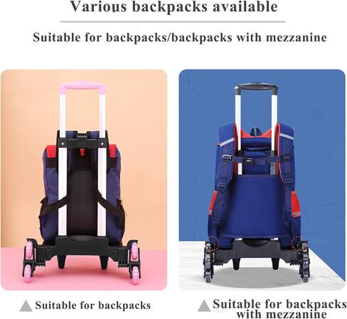 Backpack Trolley Wheeled Cart- Foldable Aluminium Alloy Hand Truck with 3 Wheels and Luggage Strap for Backpacks and Travel Luggage,Backpack Cart with Edge Guard Base,Rolling Backpack Dolly in Saudi Arabia