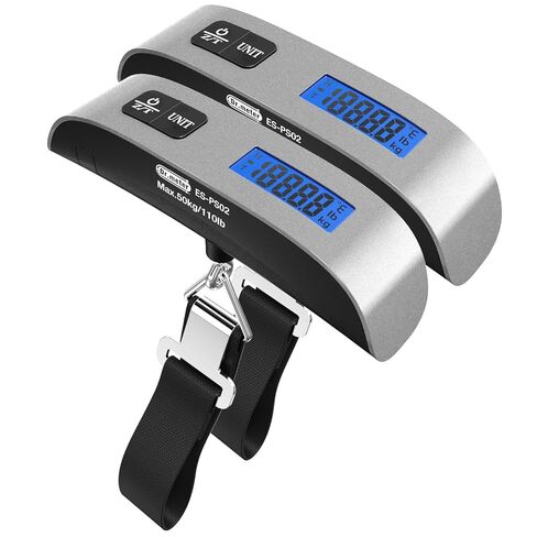 مقياس الأمتعة 2 حزمة Dr.Meter مقياس السفر الأساسيات الإضاءة الخلفية شاشة LCD عرض 110 رطل/50 كيلوجرام مقياس وزن الأمتعة المقياس المحمول مع الطلاء المطاطي ، مستشعر درجة الحرارة ، البطارية المشمولة in Kuwait