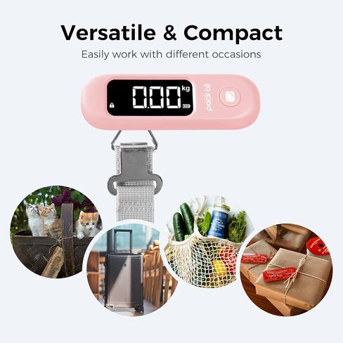 pack all 110 Lbs Luggage Scale, Digital Handheld Baggage Scale, Travel Suitcase Weight Scale with LCD Display, Battery Included, Black in Saudi Arabia