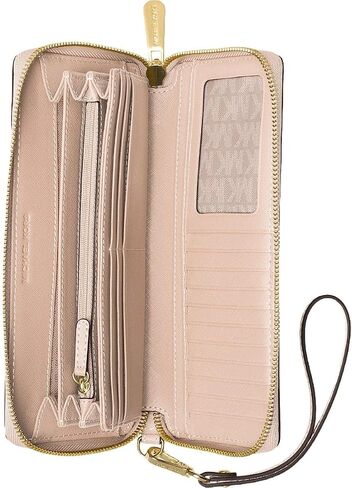 Michael Kors Jet Set Travel Continental ، Hardware Gold-LOTE/MK Signature Twill/Brown/Black in Saudi Arabia