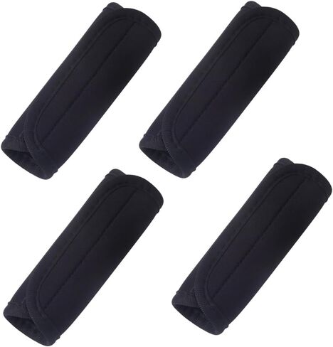Creatcabin 4pcs مقبض الأمتعة الأسود يغطي علامات حقيبة التفاف مربع النيوبرين براقة معرفات السفر الناعمة علامات إكسسوارات للأمتعة للأمتعة in Saudi Arabia