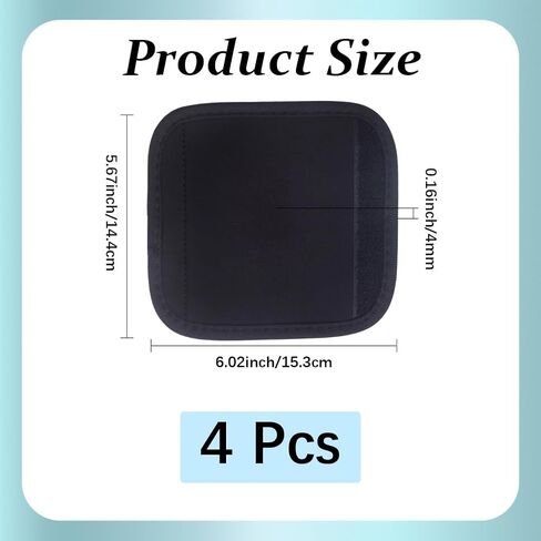 Creatcabin 4pcs مقبض الأمتعة الأسود يغطي علامات حقيبة التفاف مربع النيوبرين براقة معرفات السفر الناعمة علامات إكسسوارات للأمتعة للأمتعة in Saudi Arabia