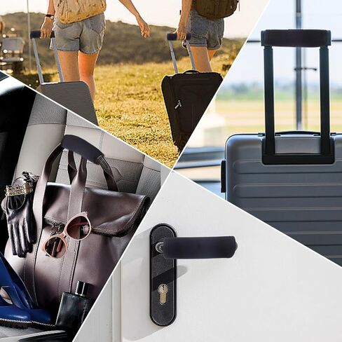 Creatcabin 4pcs مقبض الأمتعة الأسود يغطي علامات حقيبة التفاف مربع النيوبرين براقة معرفات السفر الناعمة علامات إكسسوارات للأمتعة للأمتعة in Saudi Arabia