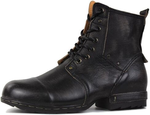 Osstone Vintage Brown Moto Boots for Men Fashion Lace-Up Leather Retro Chukka Boots Nasual OS-6015-6-Vintage-US-R in Saudi Arabia