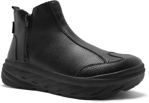Men's Orthopedic Diabetic Winter Boots: Wide Toe Box Comfortable Arch Support Plantar Fasciitis Leather Dress Oxfords Shoes, Casual Warm Walking Snow Ankle Mid Boots for Foot and Heel Pain Relief in Saudi Arabia
