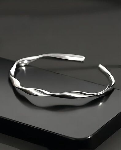 سوار S925 STERLING SILVER ، تصميم الكفة المفتوحة ، مجوهرات الهدايا للرجال لرجل in Kuwait