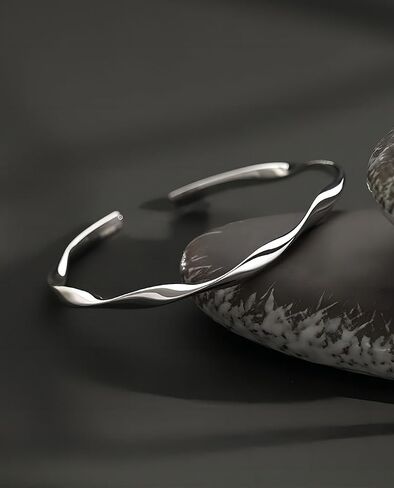 سوار S925 STERLING SILVER ، تصميم الكفة المفتوحة ، مجوهرات الهدايا للرجال لرجل in Kuwait