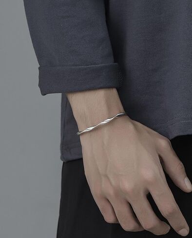 سوار S925 STERLING SILVER ، تصميم الكفة المفتوحة ، مجوهرات الهدايا للرجال لرجل in Kuwait