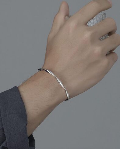 سوار S925 STERLING SILVER ، تصميم الكفة المفتوحة ، مجوهرات الهدايا للرجال لرجل in Kuwait