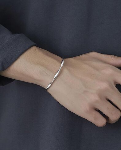 سوار S925 STERLING SILVER ، تصميم الكفة المفتوحة ، مجوهرات الهدايا للرجال لرجل in Kuwait