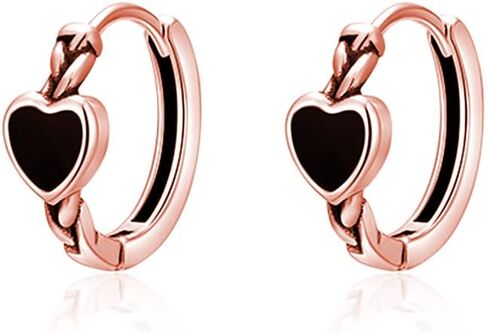 SLUYNZ Solid 925 Sterling Silver Black Heart Hoop Earrings for Women Teens Girls Heart Huggie Earrings Hoop in Saudi Arabia