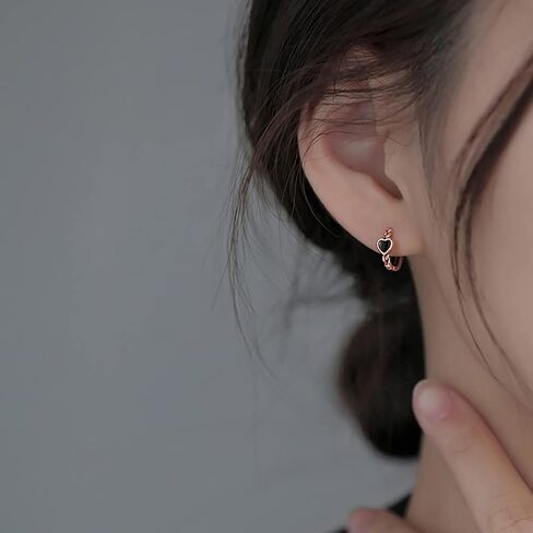SLUYNZ Solid 925 Sterling Silver Black Heart Hoop Earrings for Women Teens Girls Heart Huggie Earrings Hoop in Saudi Arabia
