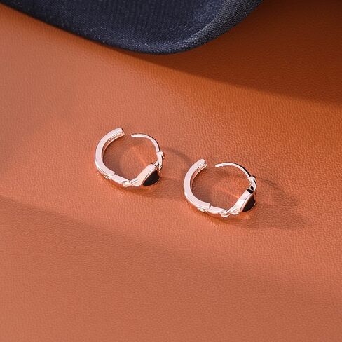 SLUYNZ Solid 925 Sterling Silver Black Heart Hoop Earrings for Women Teens Girls Heart Huggie Earrings Hoop in Saudi Arabia