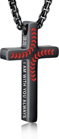 Baseball Bible Verse Cross Necklace for Boys Men, Stainless Steel Cross Pendant Chain Graduation Christian Religious Sports Jewelry Gifts for Son Kids Teenage Teen in Saudi Arabia