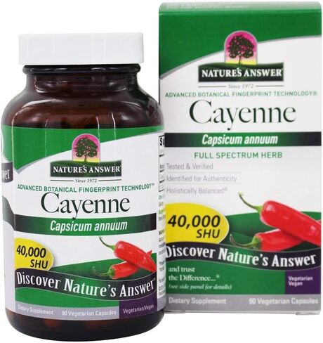 Nature's Answer Cayenne Pepper Powder Capsule Supplement, 90-Count | Natural Metabolism Booster | Promotes Cardiovascular Health | Helps with Digestion & Circulation (Pack of 1) in Saudi Arabia