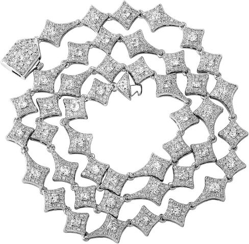 14K الذهب أكثر من 925 نجم مويسانيت النجم الفضي على شكل مربع ، تصميم قلادة تنس الهيب هوب ، فريدة من نوعها لعشاق الهيب هوب أو احتفالات خاصة ، هدايا لأبي in Saudi Arabia