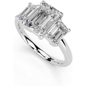 1-5 قيراط 14K 18K الذهب البلاتيني الزمرد قطع 4 شق ثلاثة خاتم مختبر نمت ، المشاركة ، الذكرى السنوية ، حفل زفاف ، معتمد من IGI ، حلقات الوعد للنساء (1-5 CT ، F-G Color ، VS1-VS2 Clarity) in Kuwait