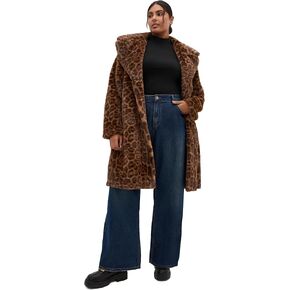 City Chic Women's Plus Size Coat - Remi Leopard Faux Fur in Kuwait