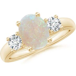 Angara Natural Opal Ring for Women | Oval Opal Ring with Diamond Accents in 14K Solid Gold/Platinum in Saudi Arabia