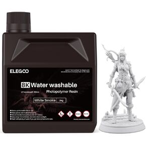 ELEGOO 8K Water Washable Resin, 405nm Rapid UV Curing Photopolymer Resin for Saturn 2, Saturn 3, Mars 4, LCD 3D Printer, Space Grey 1000G in Kuwait
