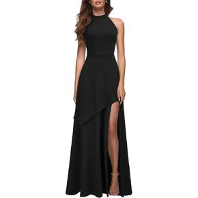 MUSHARE Women's Halter Neck Formal Dress Sexy Split Party Long Cocktail Dresses in Kuwait