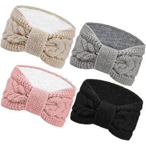 Warm Winter Headbands for Women Cable Crochet Turban Ear Warmer Headband with Plush in Kuwait