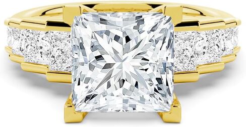 خاتم الخطوبة Msblue Moissanite ، درج الأميرة Cut ، 14K أبيض الذهب فيرميل ، in Kuwait