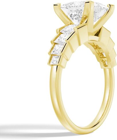 خاتم الخطوبة Msblue Moissanite ، درج الأميرة Cut ، 14K أبيض الذهب فيرميل ، in Kuwait