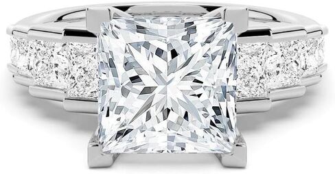 MSBLUE Moissanite Engagement Ring for Women, Staircase Princess Cut, Wedding Promise Ring in Saudi Arabia