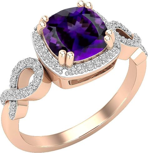Dazzlingrock Collection 7mm Cushion Gemstone & Round White Diamond Halo Split Shank Engagement Ring, Available in Various Gemstones & Metal in 10K/14K/18K Solid Gold & 925 Sterling Silver in Saudi Arabia