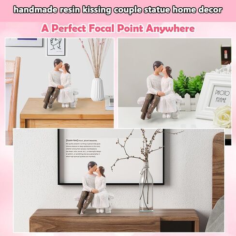 Romantic Couple Figurines in Love, Hand Painted Lover Statues Couple Sculptures to Remember Beautiful Moment - Best Gifts for Valentine's Day, Wedding Anniversary,Weddings - Bench Kissing in Saudi Arabia